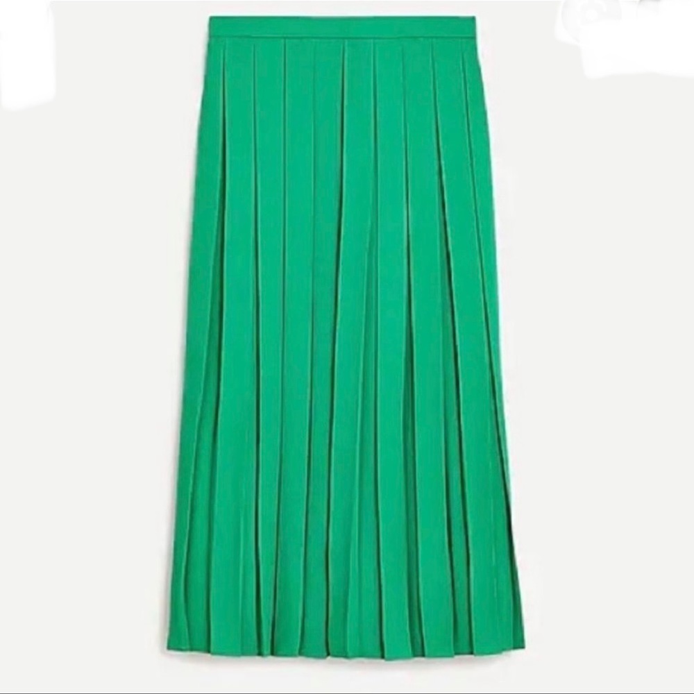 Jcrew Wide Pleat Midi Skirt Green